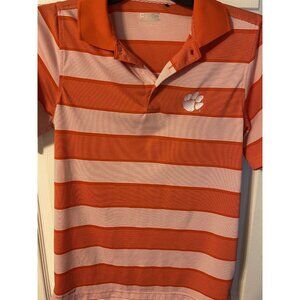 Clemson Tigers Polo Men's Small Ping Golf Orange/White Stripe Embroidered Shirt